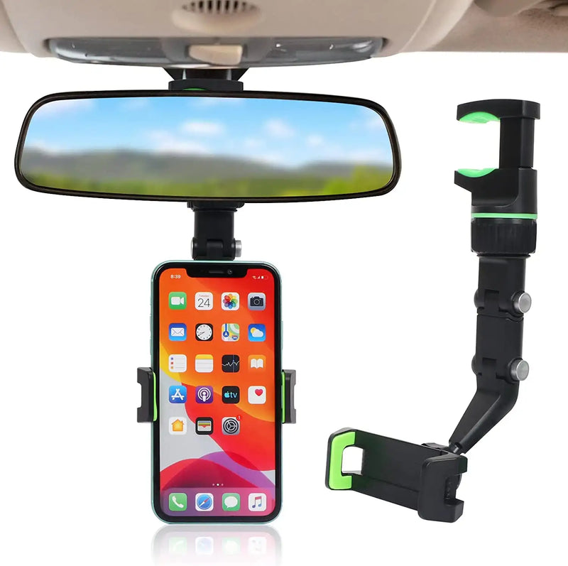 360 Degree Rearview Mirror Multifunctional Car Phone Holder for 4.0-6.1 Inch Mobile