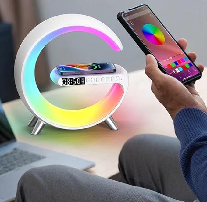 Smart LED Lamp with Bluetooth Speaker and Wireless Charger