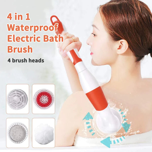 SALE Share :    4 In 1 Long Handle Electric Silicone Soft Cleaning Bath Scrubber Body Bath Brush Set