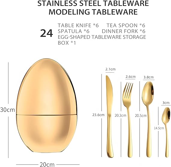Luxury Egg-Shaped Stainless Steel Cutlery set
