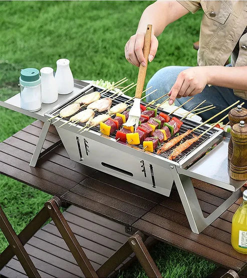 Foldable and Compact Stainless Steel Barbecue Grill